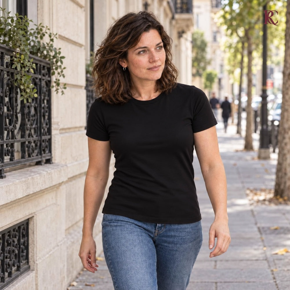 Rue Camille tee worn around town
